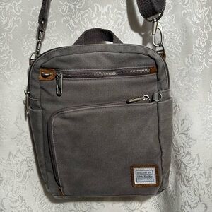 Travelon gray canvas shoulder crossbody purse bag